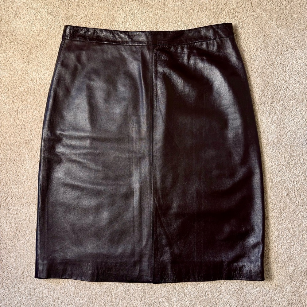 Pure Collection | dark brown leather pencil skirt | US Size 12